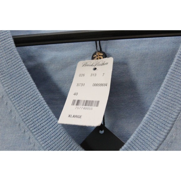 NWT Brooks Brothers Supima Cotton V-neck Sweater Vest Blue Men's Size XL H14215 - Picture 6 of 9